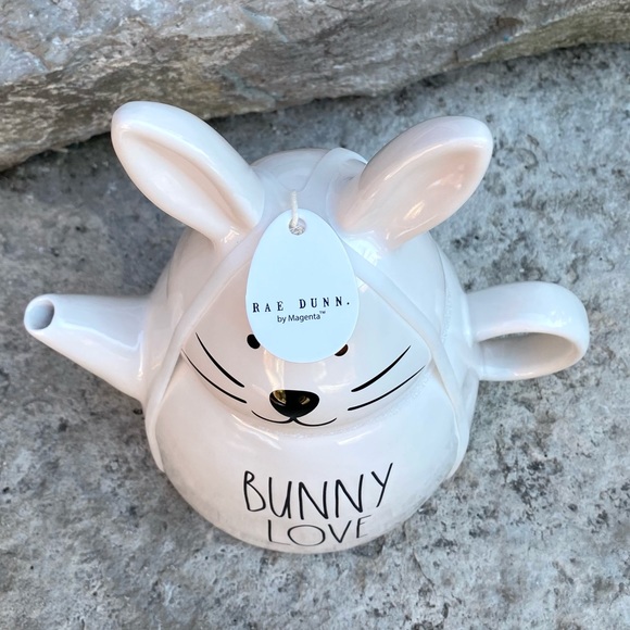 Rae Dunn BUNNY LOVE Teapot - Picture 3 of 4